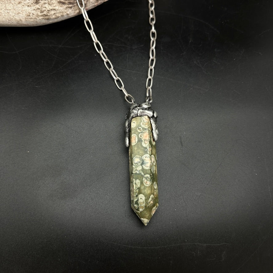 Rainforest ~ Rhyolite Jasper Tower ~ Polished Point Necklace