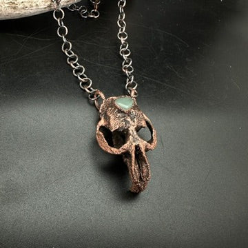 Chimera ~ Copper Electroformed Skull Talisman Necklace