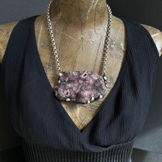 Viento ~ Turkish Amethyst Druzy Crystal Necklace