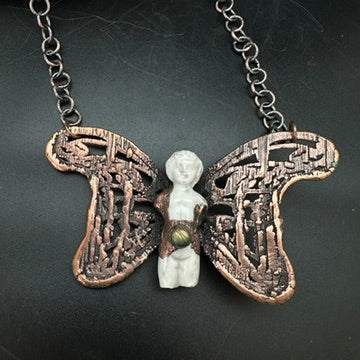 Flying Charlotte ~ Winged Antique Charlotte Doll Necklace