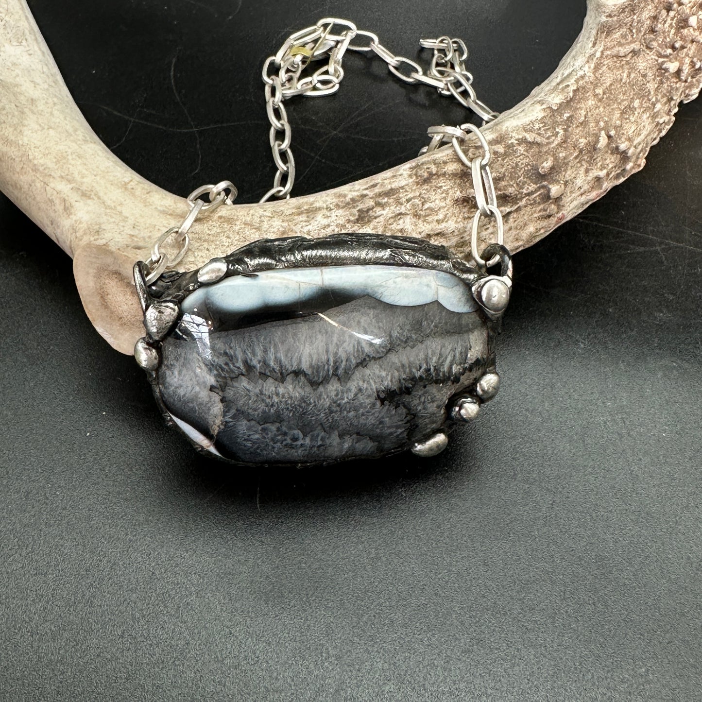 Stark ~ Black & White Agate Necklace