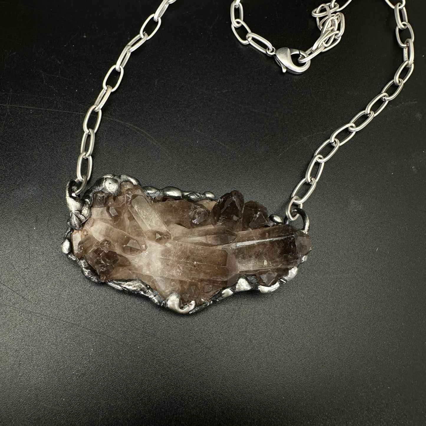 Midnight In Tucson ~ Medium Smoky Quartz Cluster Crystal Necklace