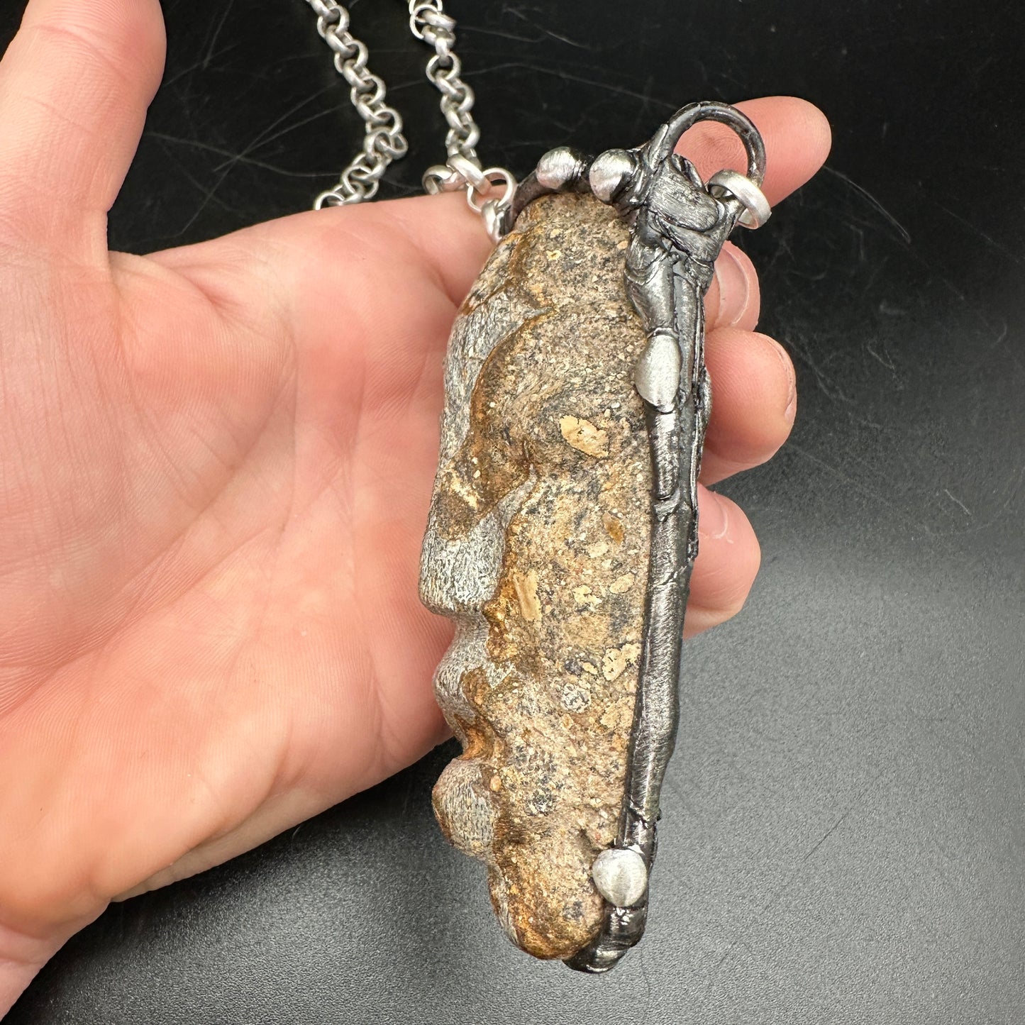 Mask  ~ Carved Fossil Dinosaur Bone Necklace