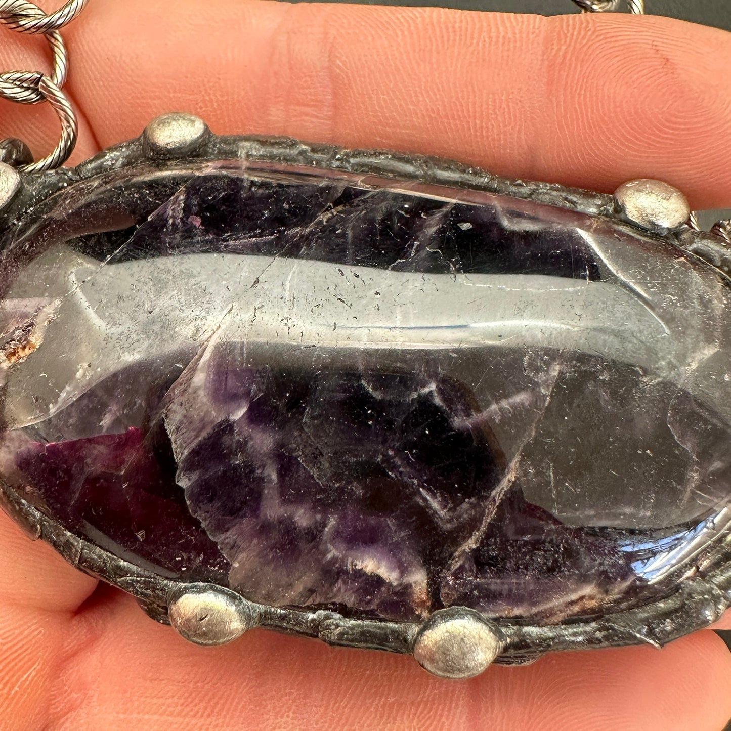 Chevron ~ Chevron Amethyst Orb Necklace