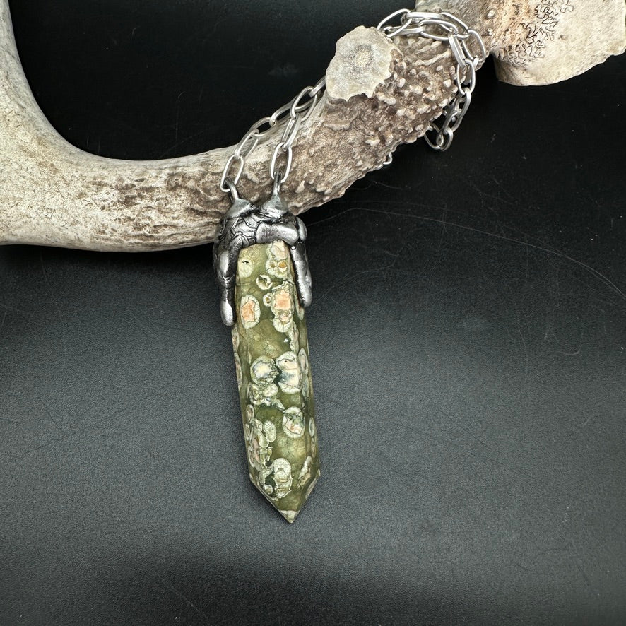 Rainforest ~ Rhyolite Jasper Tower ~ Polished Point Necklace