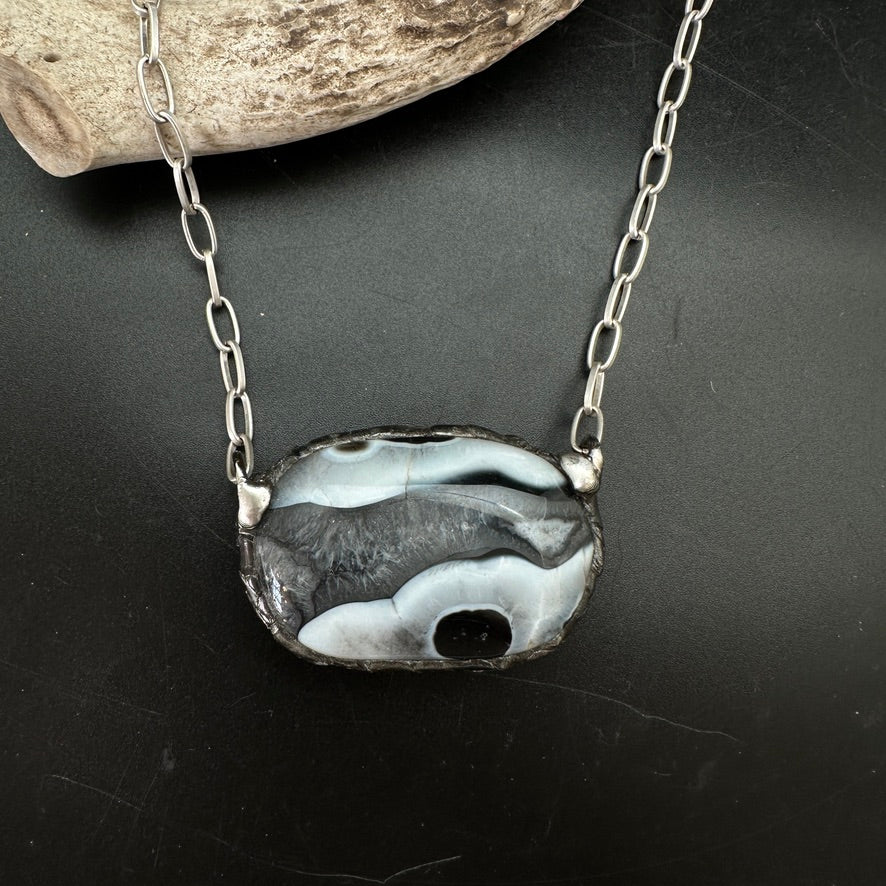 Stark ~ Black & White Agate Necklace