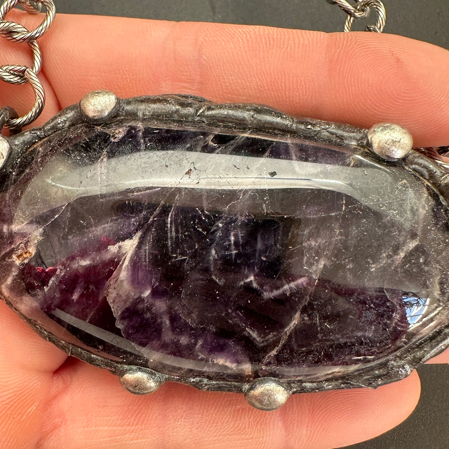 Chevron ~ Chevron Amethyst Orb Necklace