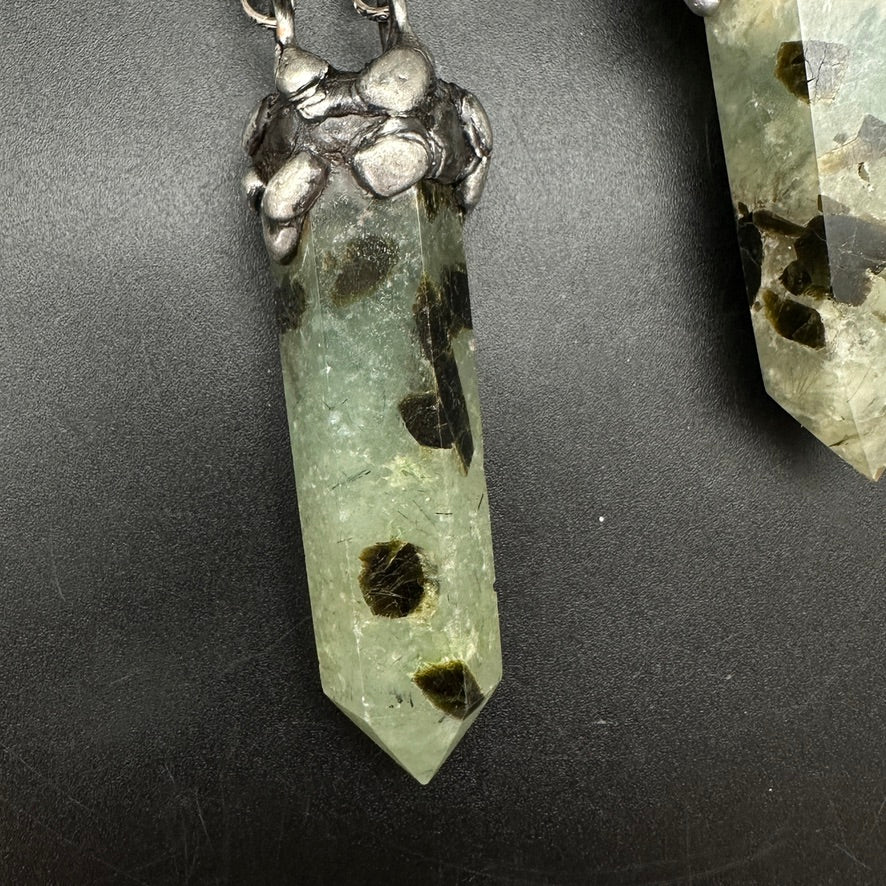 Fern ~ Prehnite Tower ~ Polished Prehnite Point Necklace