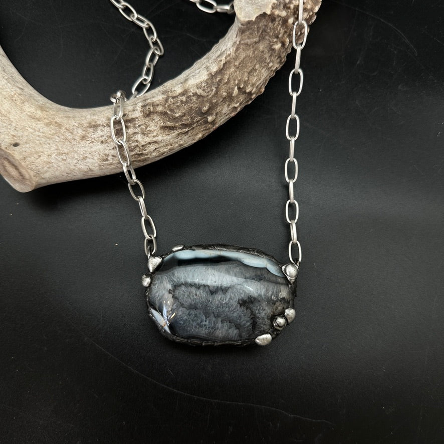 Stark ~ Black & White Agate Necklace