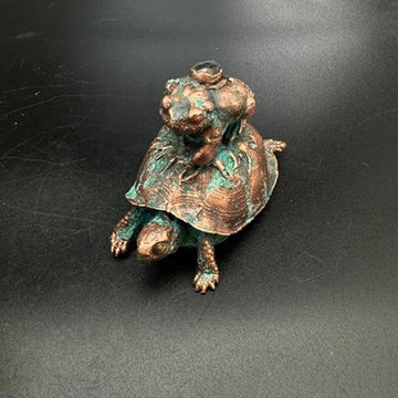 Hitch ~ Copper Electroformed Box Turtle w/ Frog