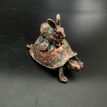 The Race ~ Copper Electroformed Box Turtle w/ Rabbit