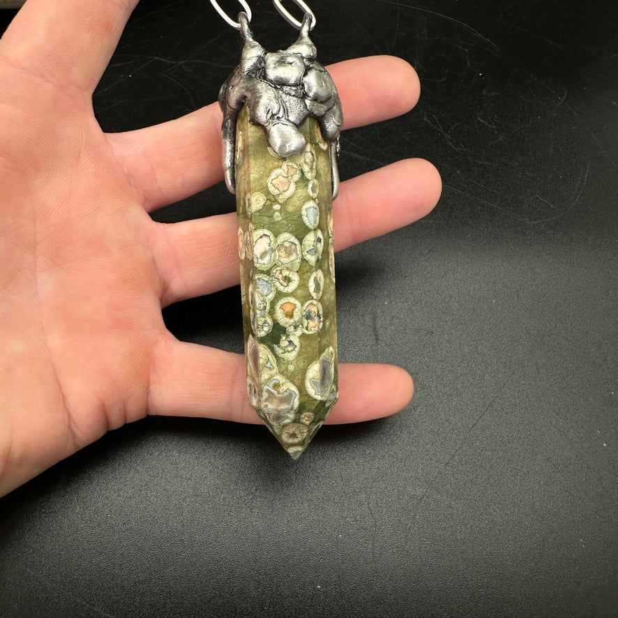 Rainforest ~ Rhyolite Jasper Tower ~ Polished Point Necklace