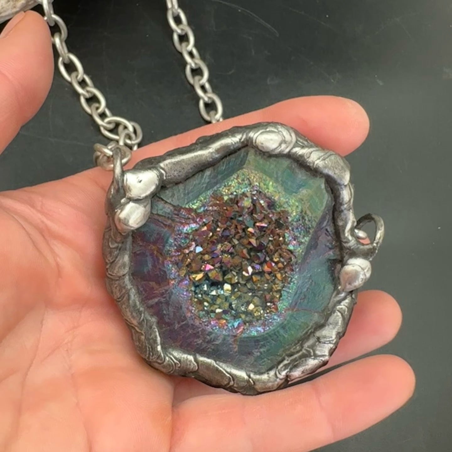 Majestical ~ Unicorn Quartz Geode Necklace