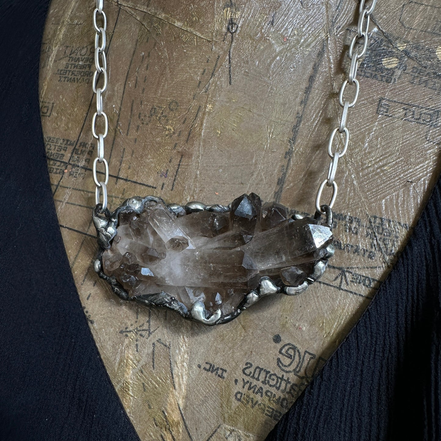 Midnight In Tucson ~ Medium Smoky Quartz Cluster Crystal Necklace