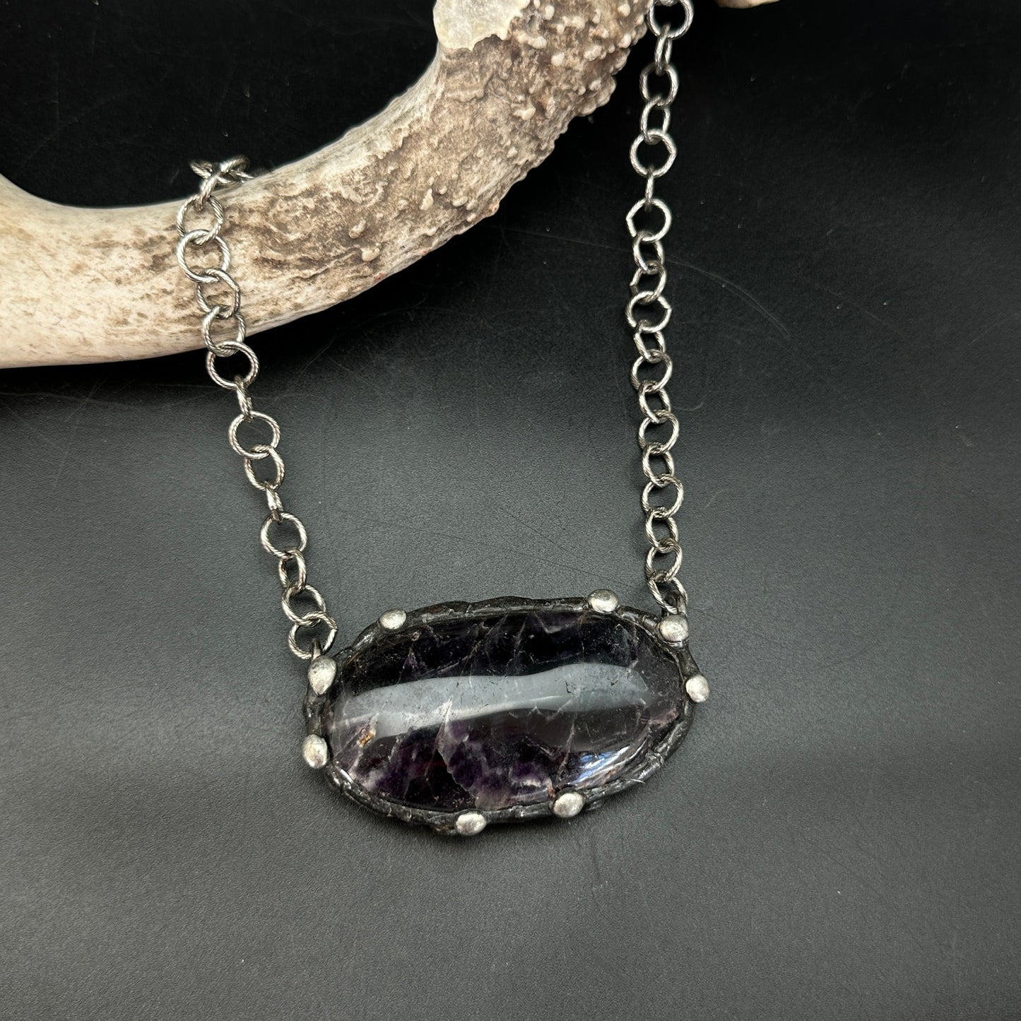 Chevron ~ Chevron Amethyst Orb Necklace