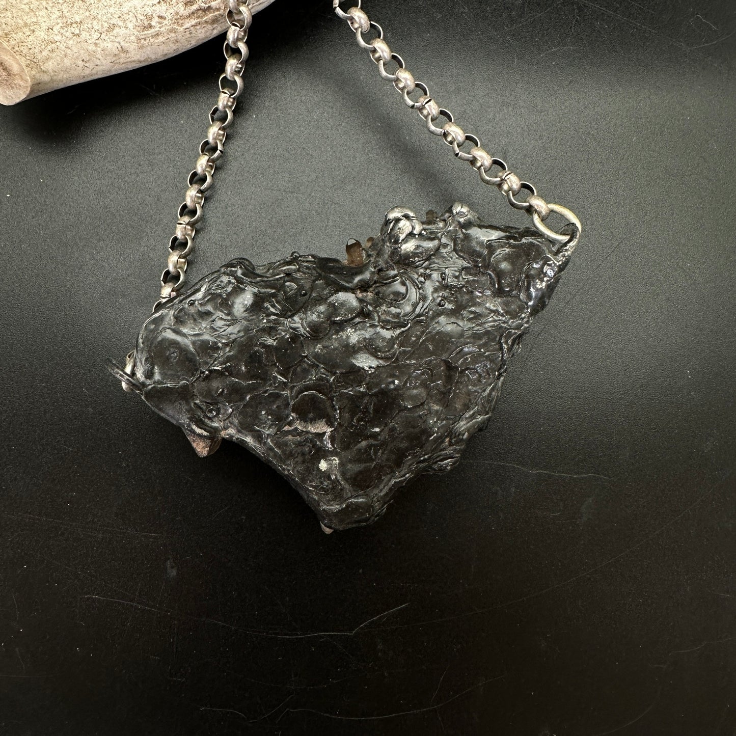 Midnight In Tucson ~ XL Smoky Quartz Cluster Necklace