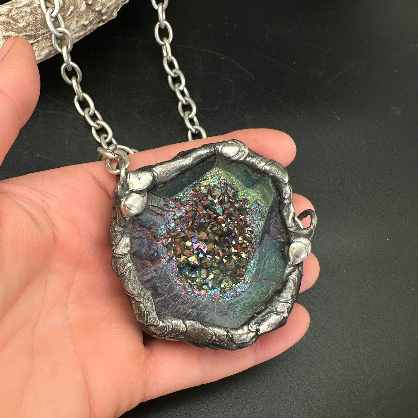 Majestical ~ Unicorn Quartz Geode Necklace