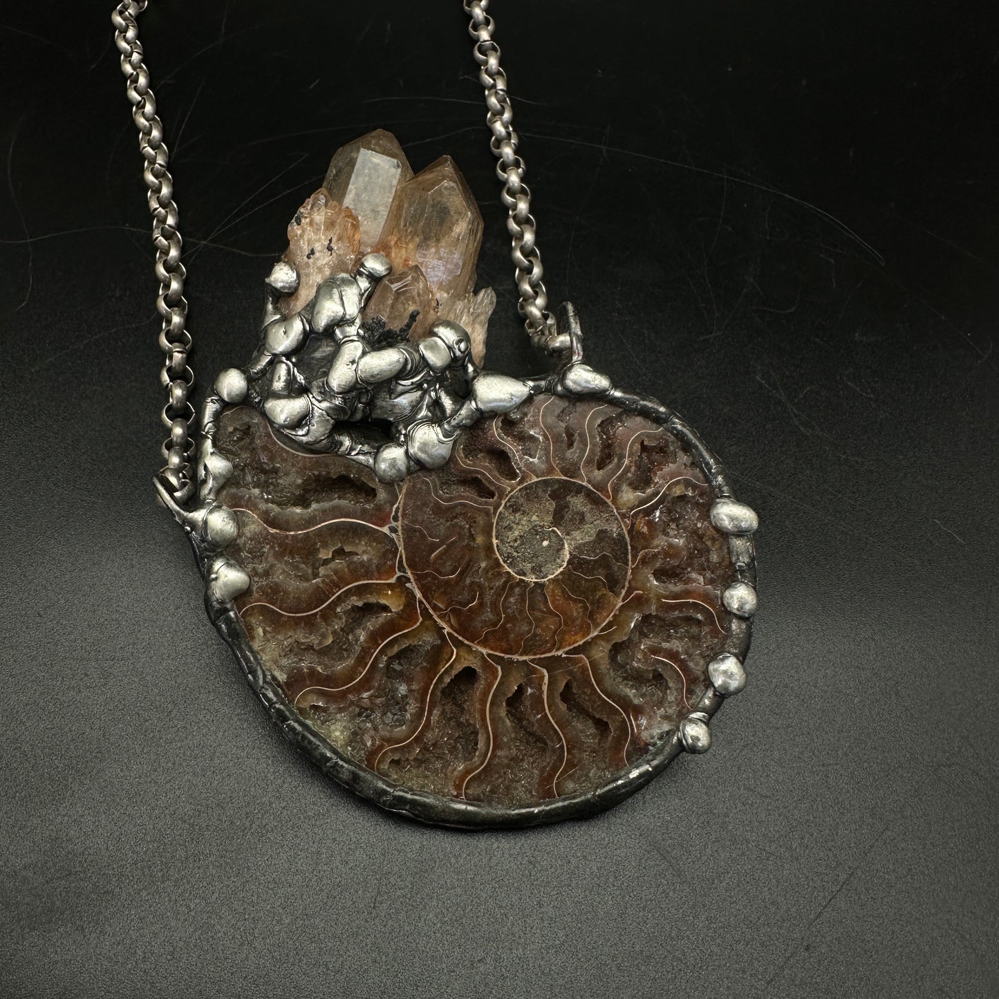 Elation ~ Large Ammonite with Kundalini Citrine