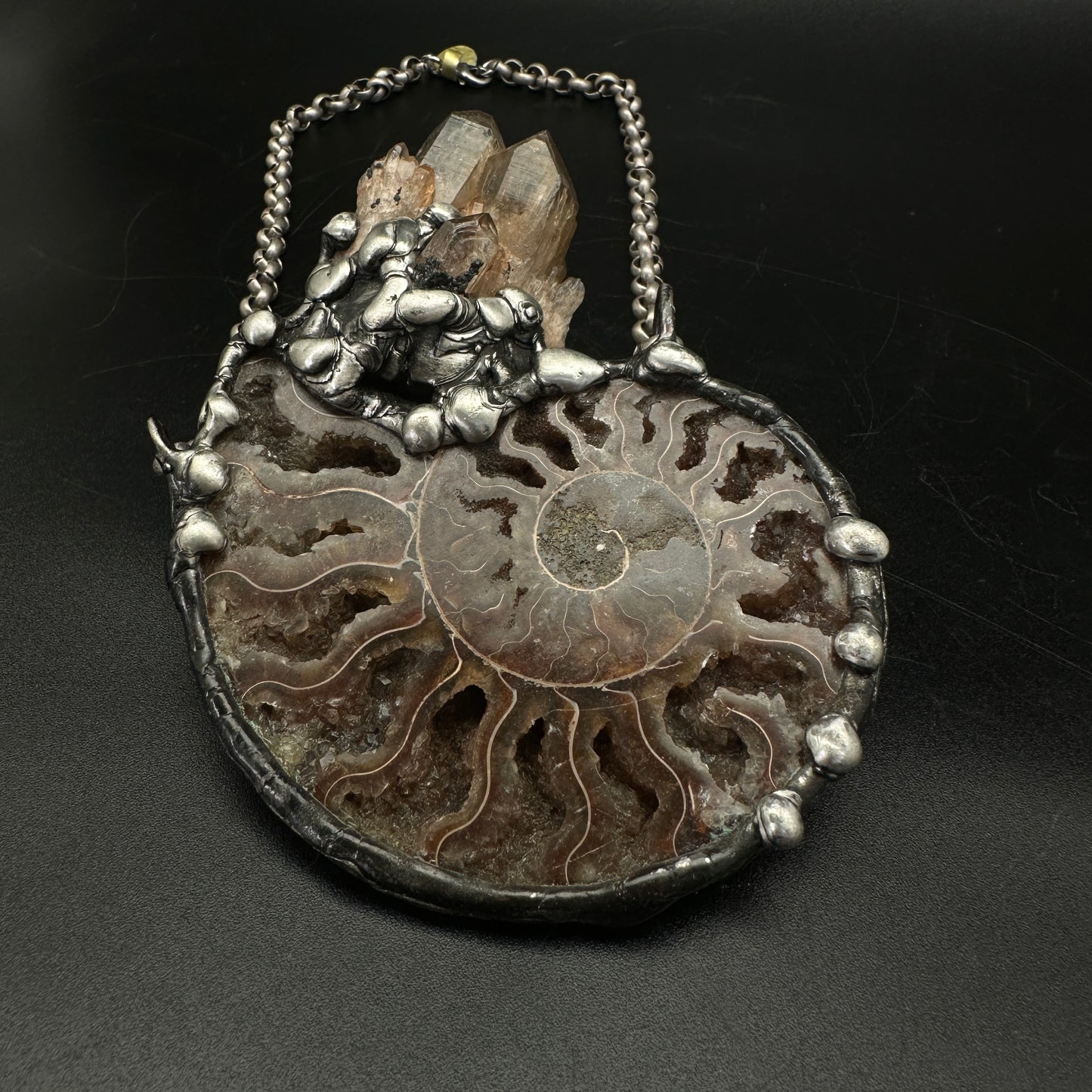 Elation ~ Large Ammonite with Kundalini Citrine