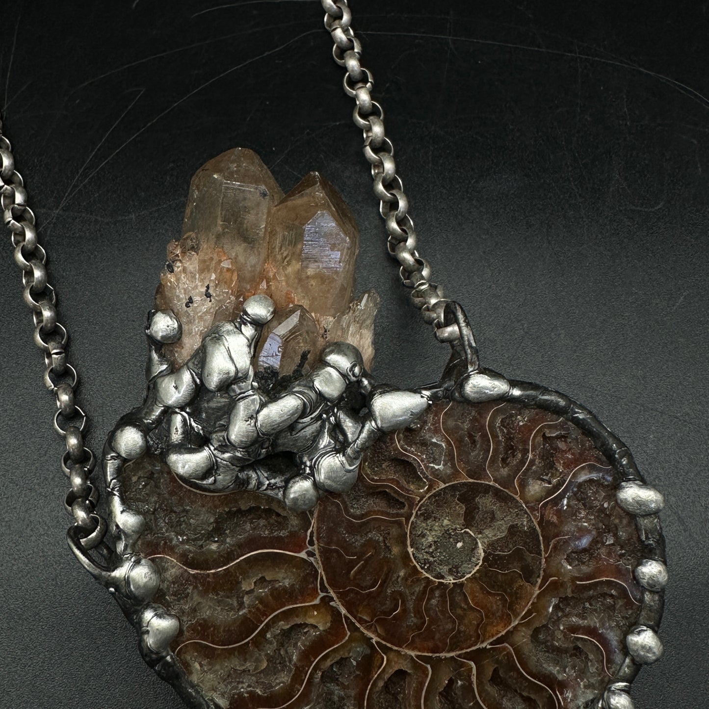 Elation ~ Large Ammonite with Kundalini Citrine