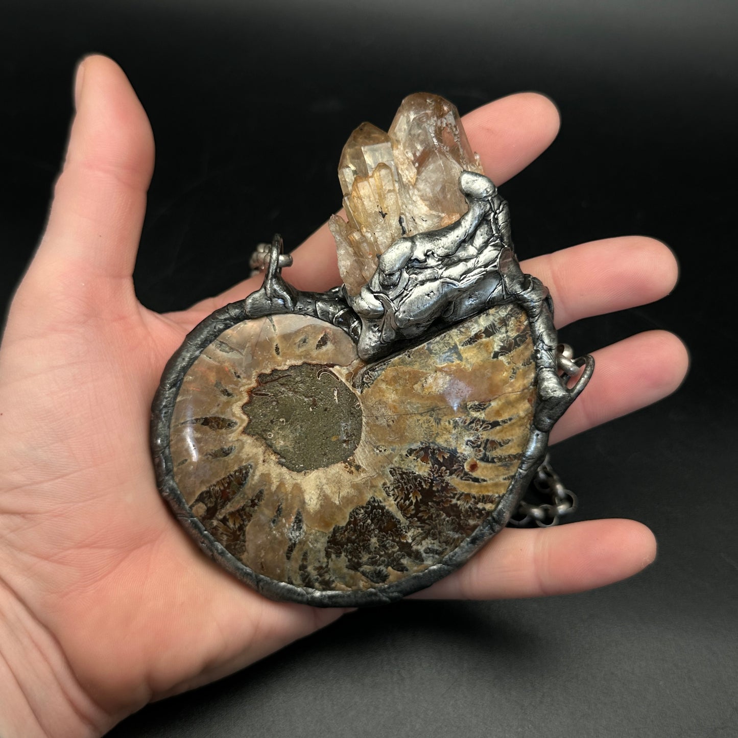 Elation ~ Large Ammonite with Kundalini Citrine