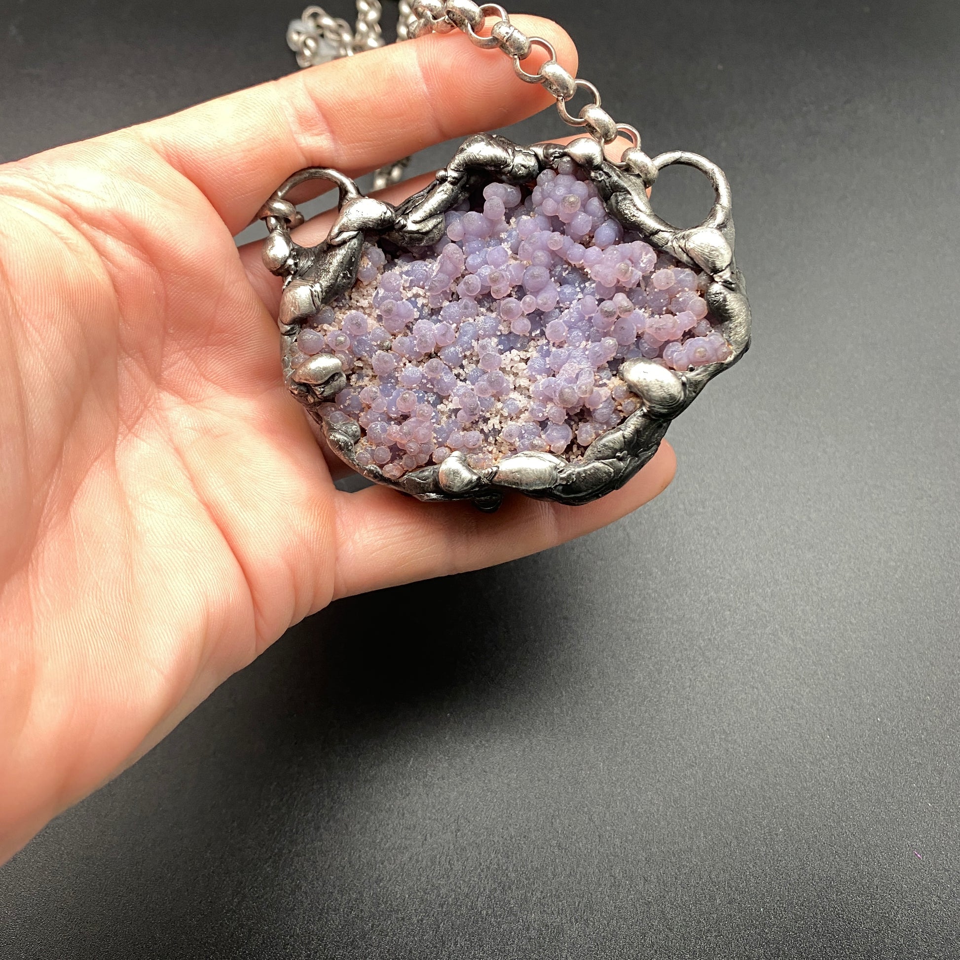 Juice ~ Purple Grape Agate Cluster Necklace