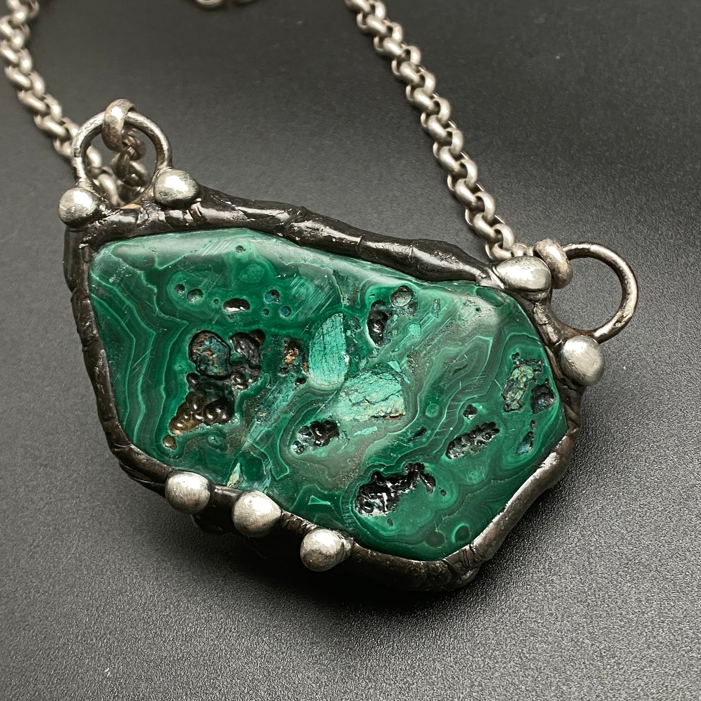 Glean ~ Reversible Malachite Necklace