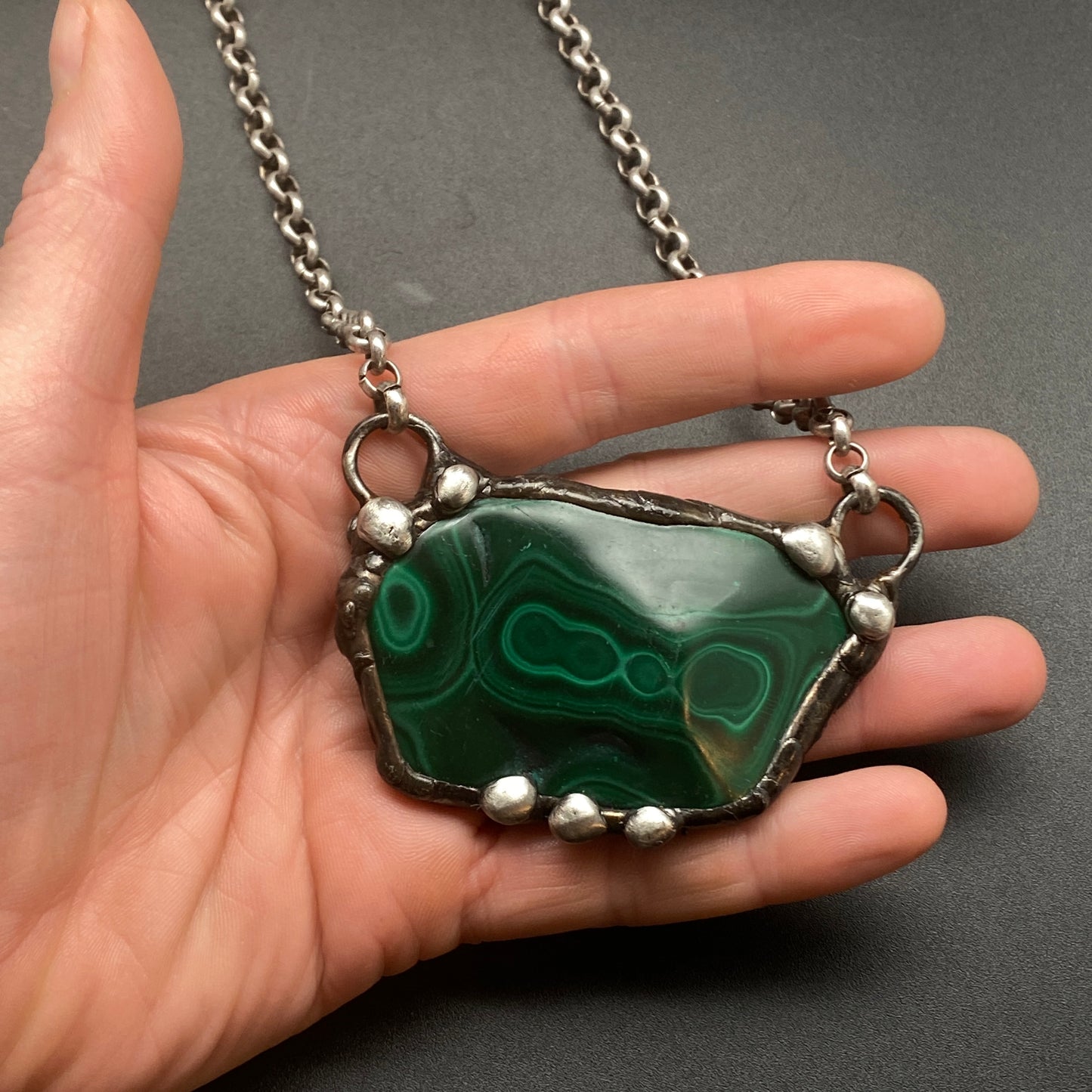 Glean ~ Reversible Malachite Necklace