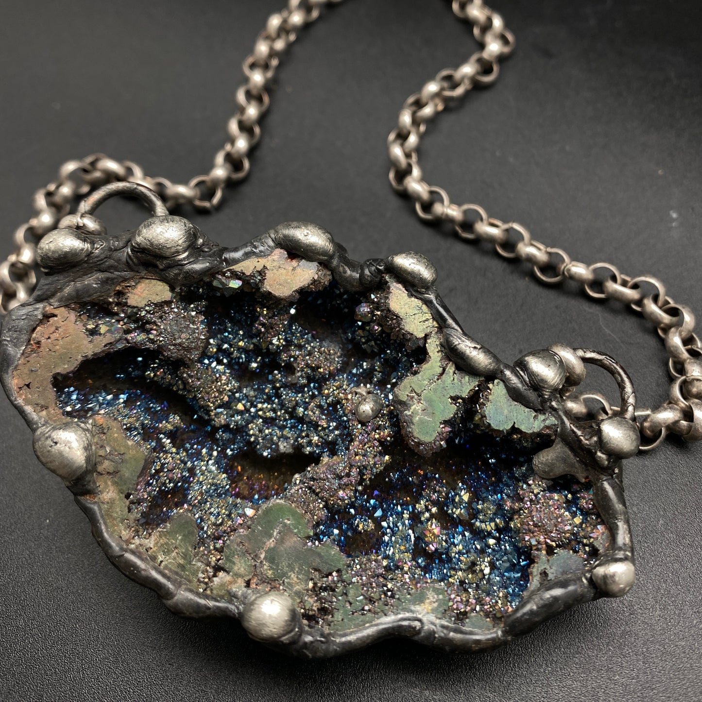 Orbits ~ Titanium Quartz Geode Necklace